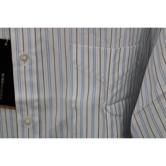 BCBGMAXAZRIA MODERN FIT MENS DRESS SHIRT M 15.5 34/35 WHITE STRIPES NWT - Picture 3 of 7